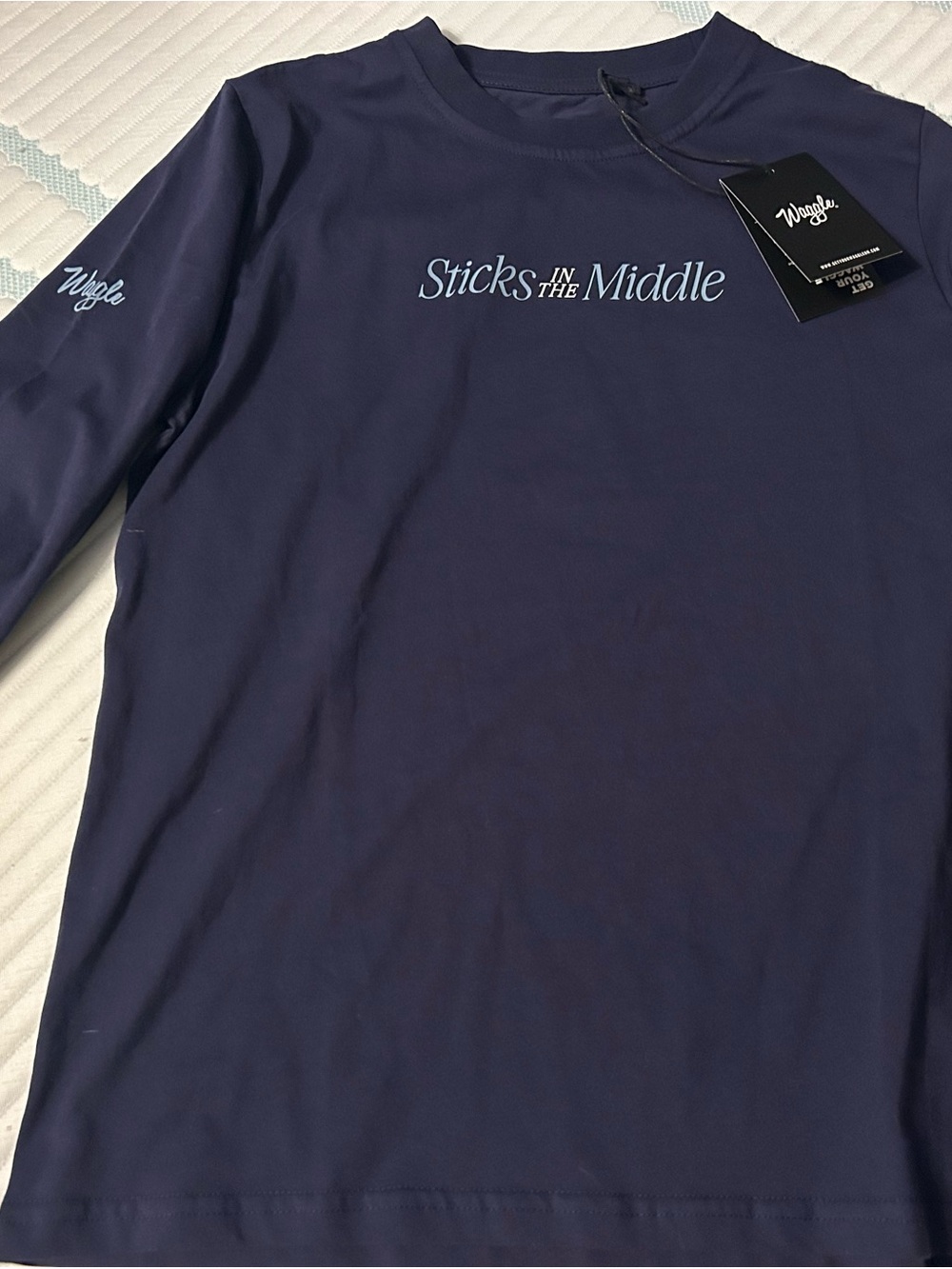 Wiggle Navy Long Sleeve Tee - 'Sticks in the Middle'